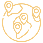 Icon of a globe with markers pinned down on various continents