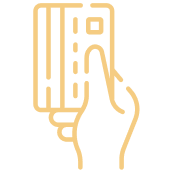Icon of a hand holding a credit card upright