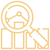 Icon of a magnifying glass over a graph